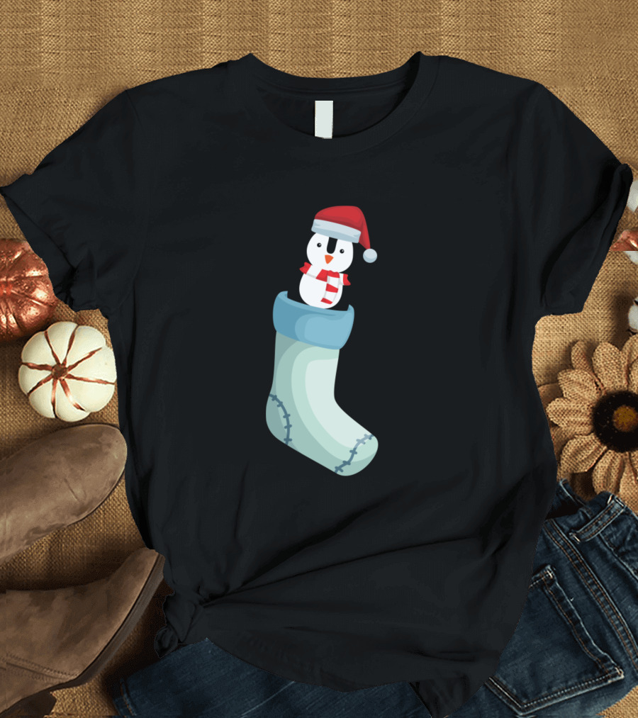 Penguin Santa Hat Holiday Stocking Scarf T-Shirt