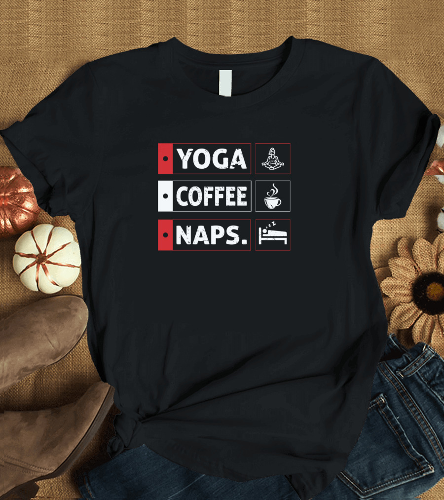 Yoga Coffee Naps Relaxation Icons T-Shirt