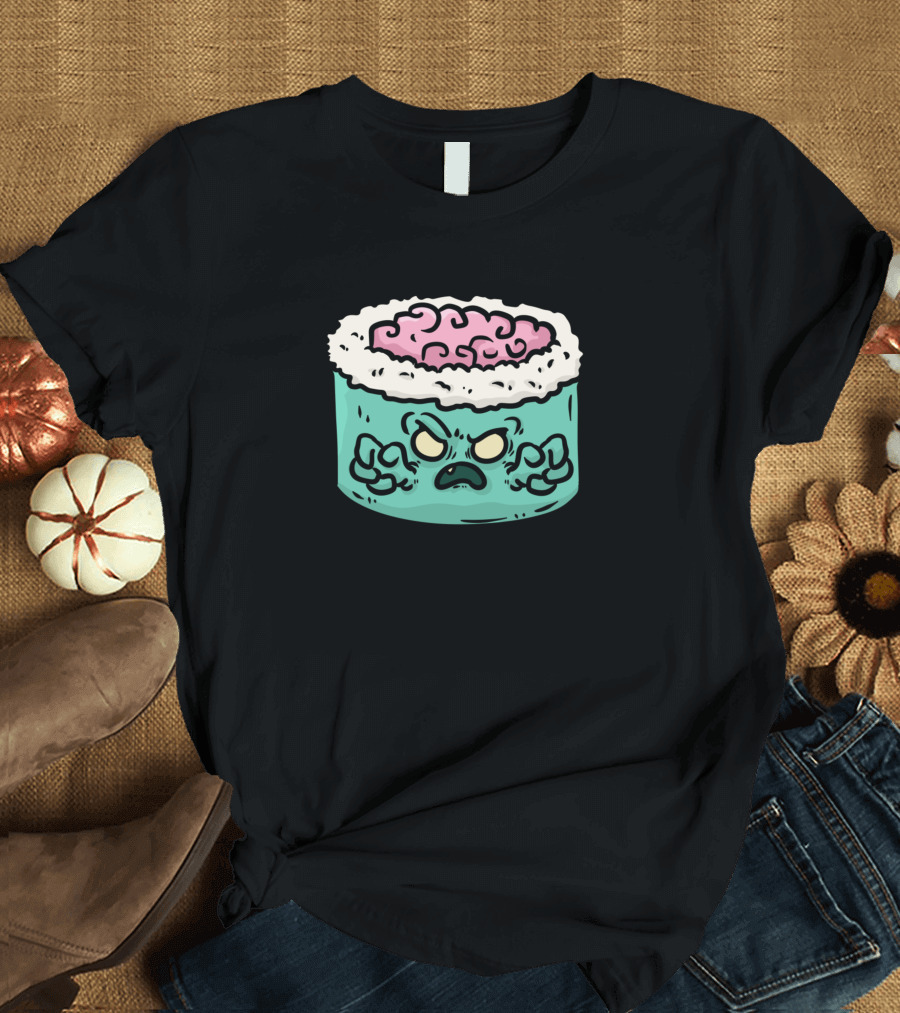 Zombie Sushi Monster Roll Halloween Brain T-Shirt