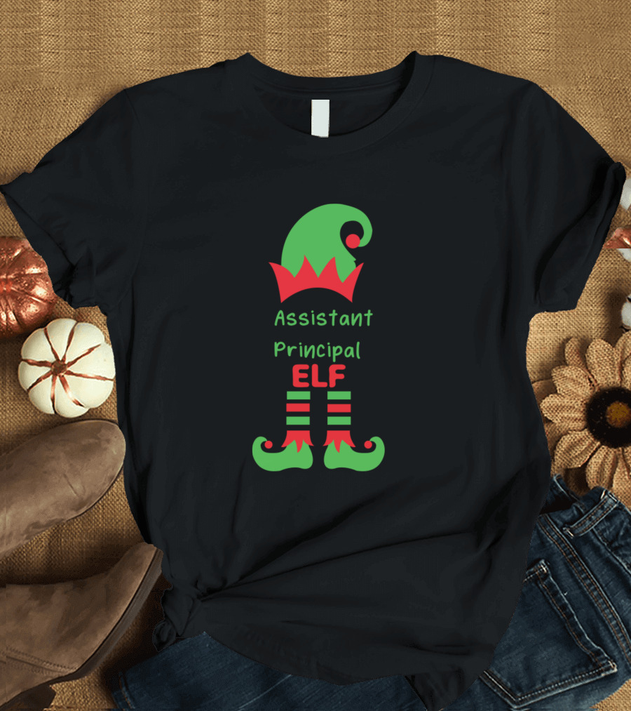 Assistant Principal Elf Hat and Shoes Christmas T-Shirt