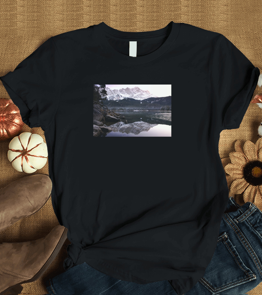 Mountain Reflection Over Serene Lake and Snowy Peaks T-Shirt