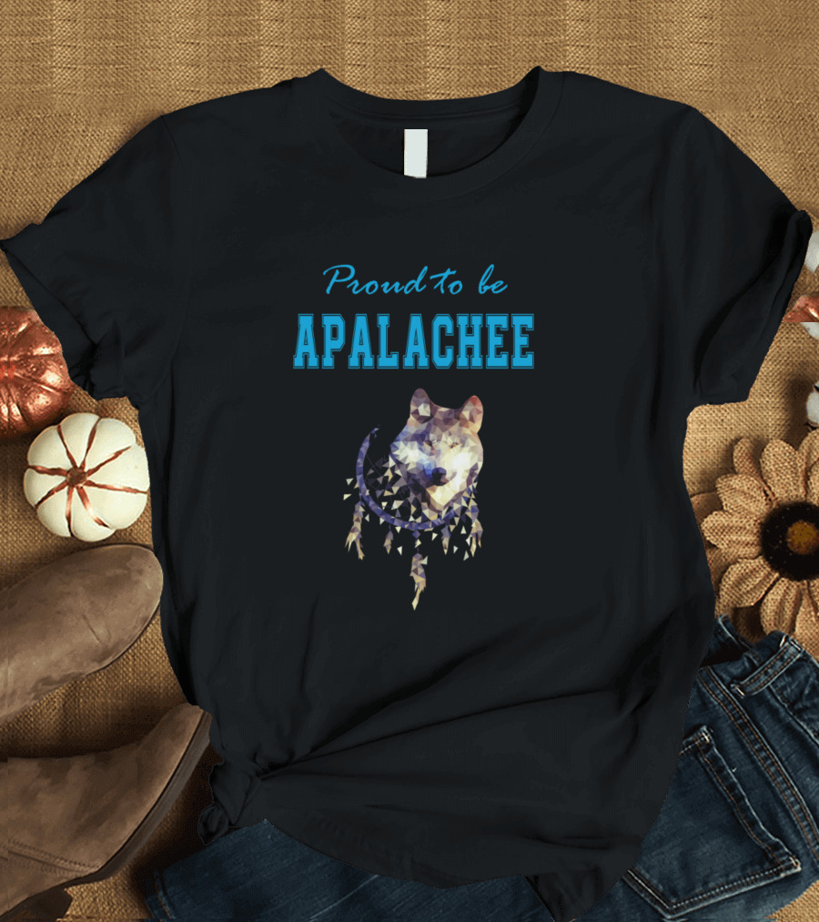 Proud to be Apalachee Native American Wolf Face T-Shirt