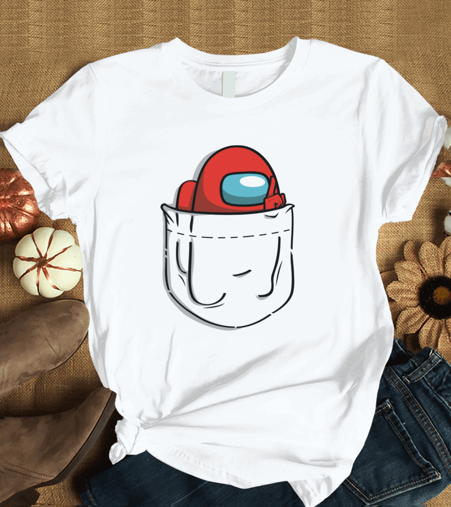 Pocket Impostor Crewmate Sneaking Out T-Shirt
