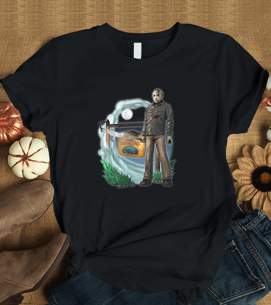 Friday The 13Th Jason Voorhees Camp Crystal Lake Horror Moonlight Scene T-Shirt