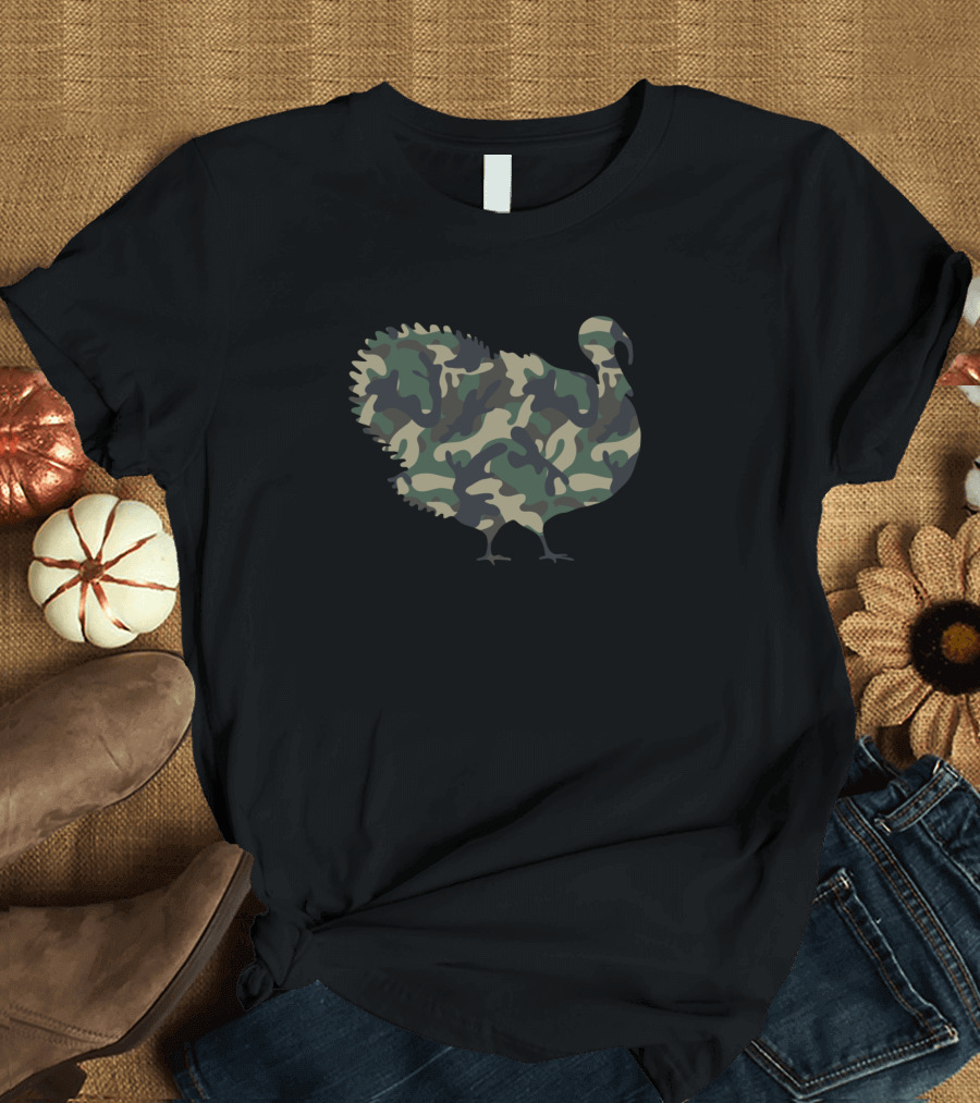 Camo Turkey Military Tactical Thanksgiving Veteran T-Shirt