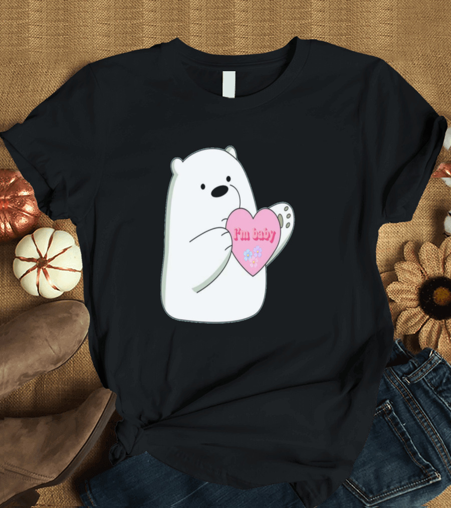 I'm Baby Polar Bear Heart Flowers T-Shirt