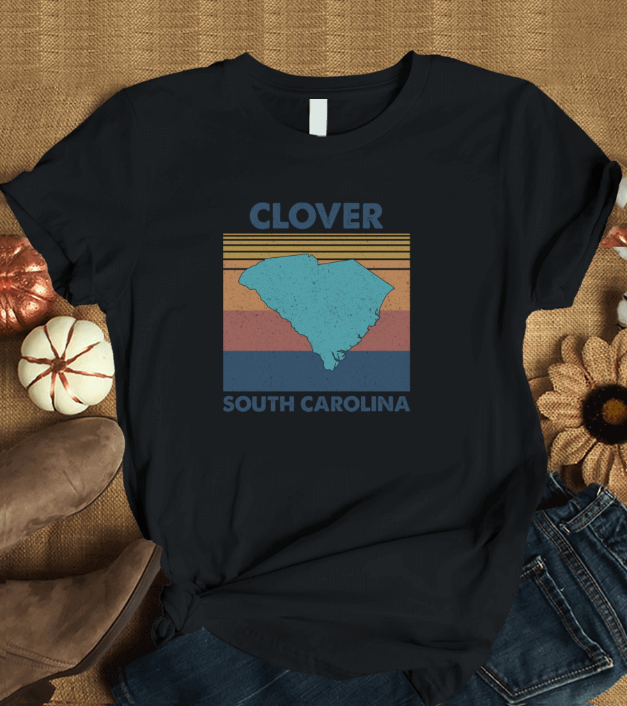 Clover South Carolina Retro State Map Vintage Stripes T-Shirt