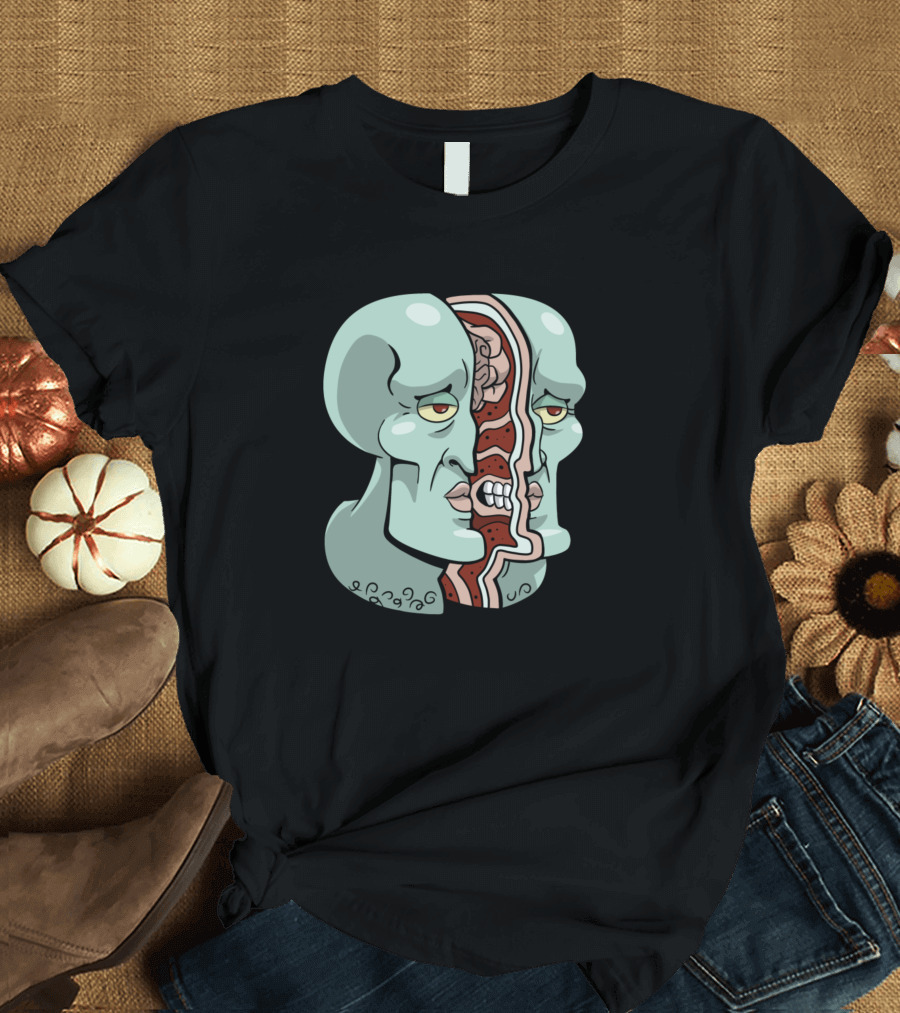 Handsome Squidward Dissection Illustration Visual T-Shirt