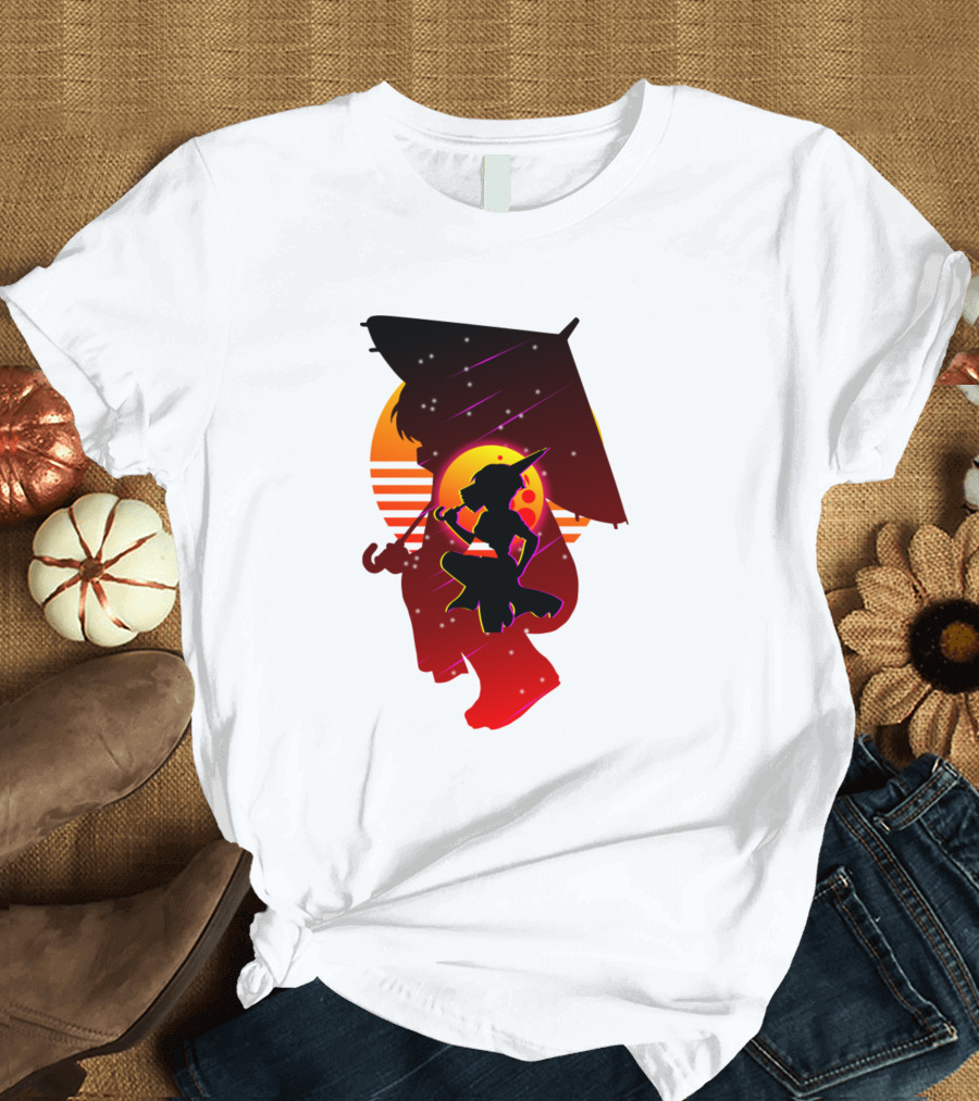 Kagura Gintama Silhouette Sunset Umbrella Scene T-Shirt