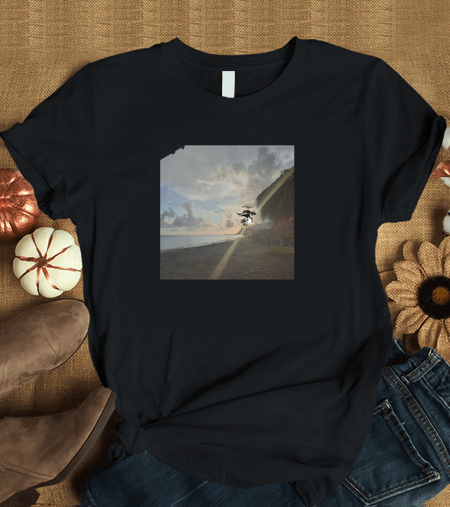 Portland Sunset Beach Silhouette with Palm Trees and Clouds T-Shirt