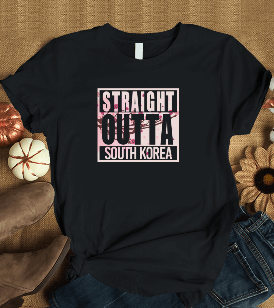 Straight Outta South Korea Cherry Blossom Branch Korean Music T-Shirt