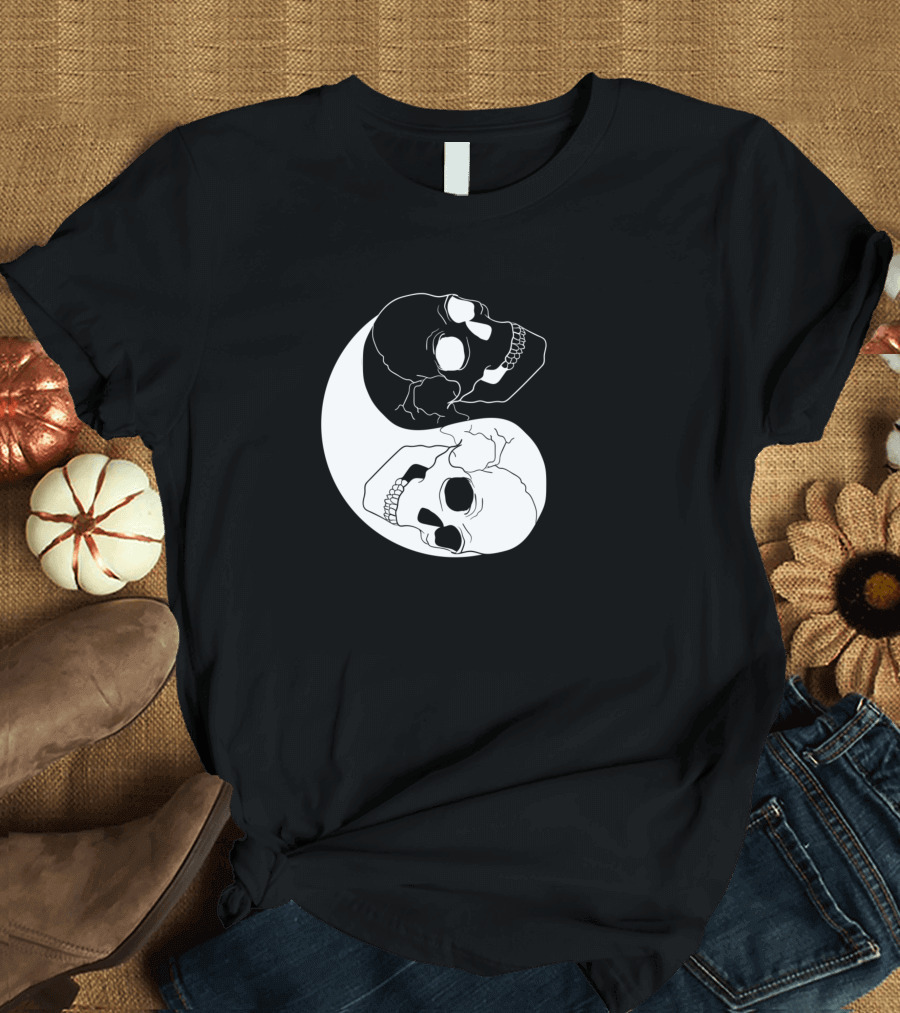 Yin Yang Skull Tattoo Design Grim Reaper Skull T-Shirt