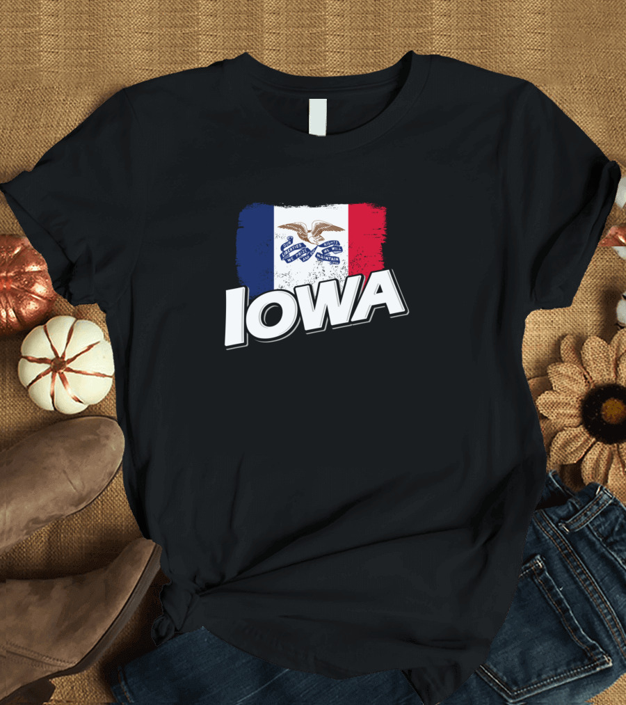 Iowa State Flag Eagle Liberty Rights Loyalty T-Shirt