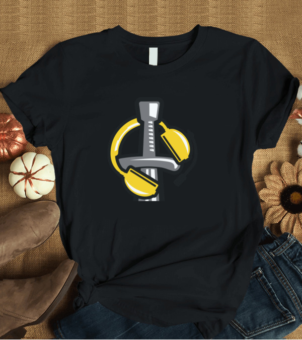 T-Shirt: College Of Saint Rose Yellow Headphones Sword T-Shirt College Of Saint Rose Yellow Headphones Sword T-Shirt
