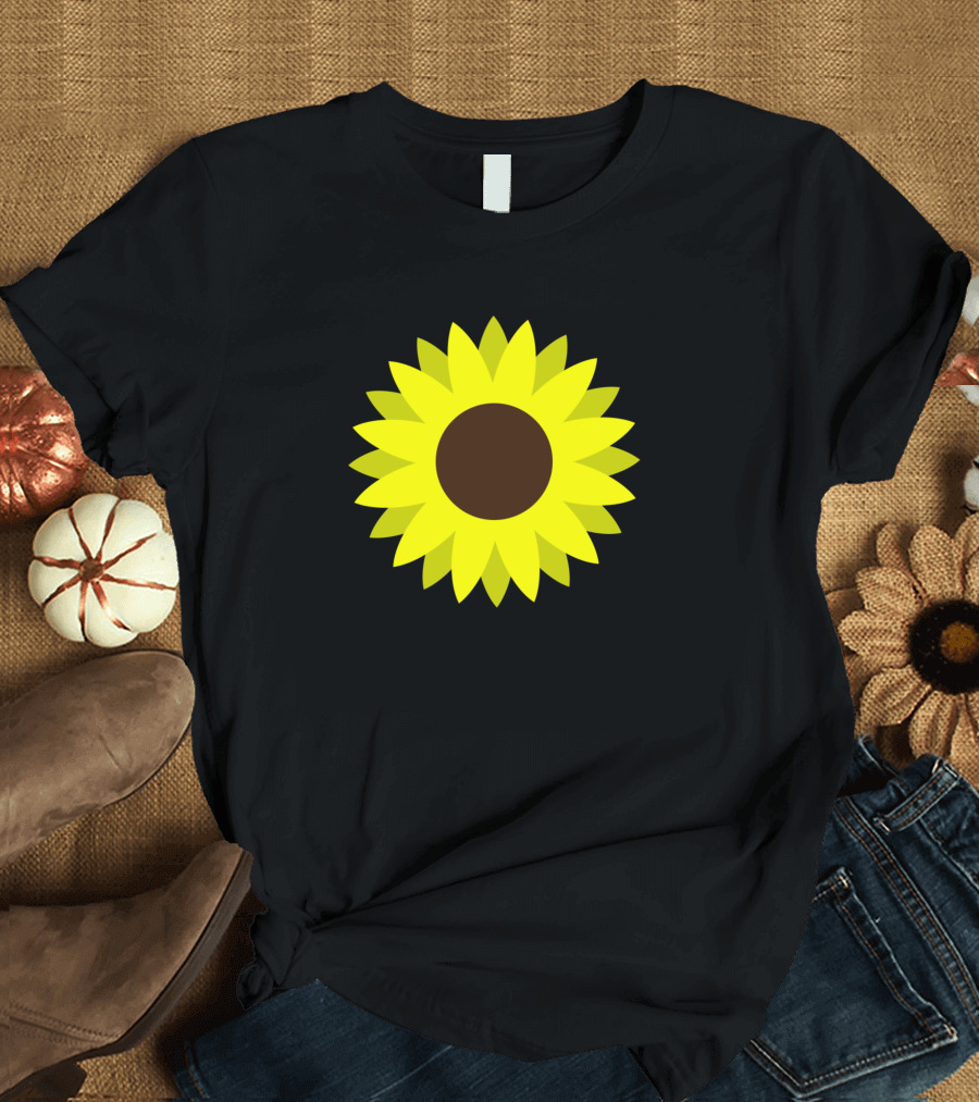 Sunflower Icon Bold Yellow Petals Brown Center T-Shirt