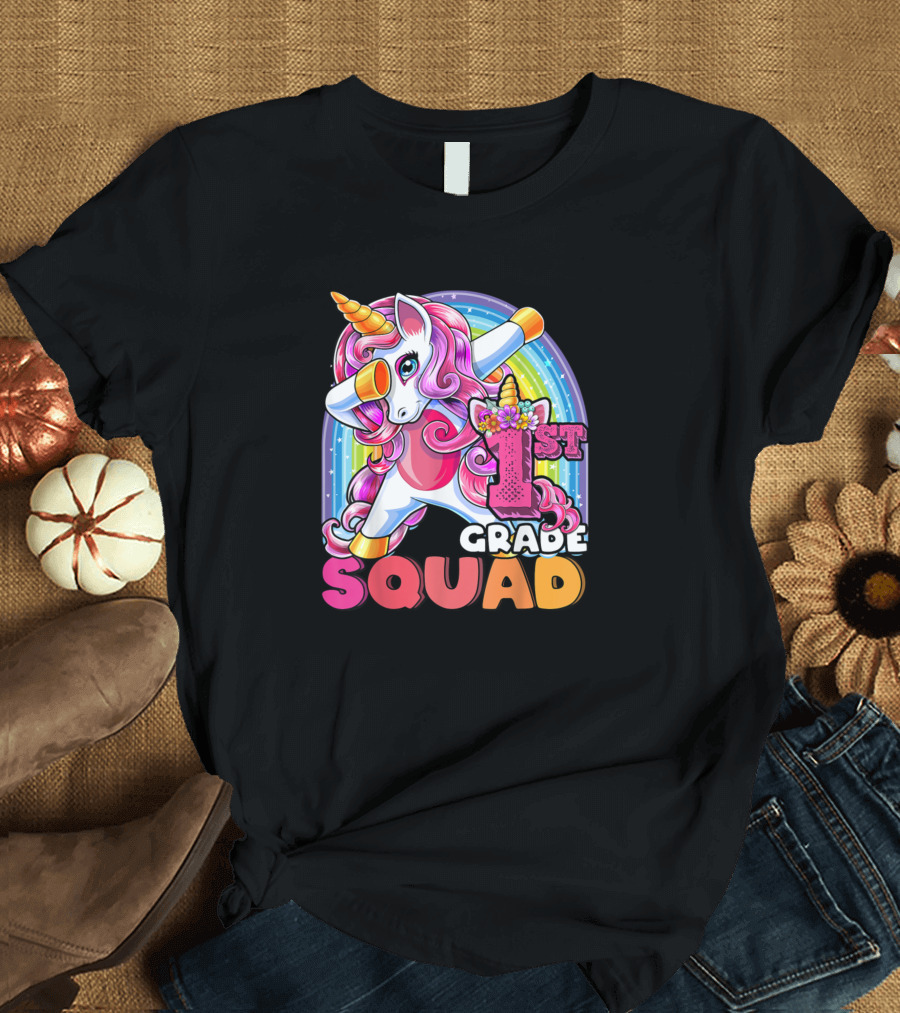 1st Grade Squad Dabbing Unicorn Rainbow Back to School T-Shirt