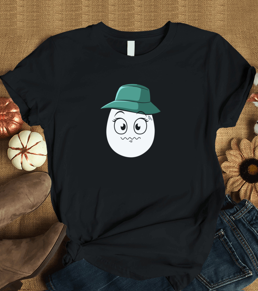 I'm So Eggshausted Cute Egg Character with Green Hat T-Shirt