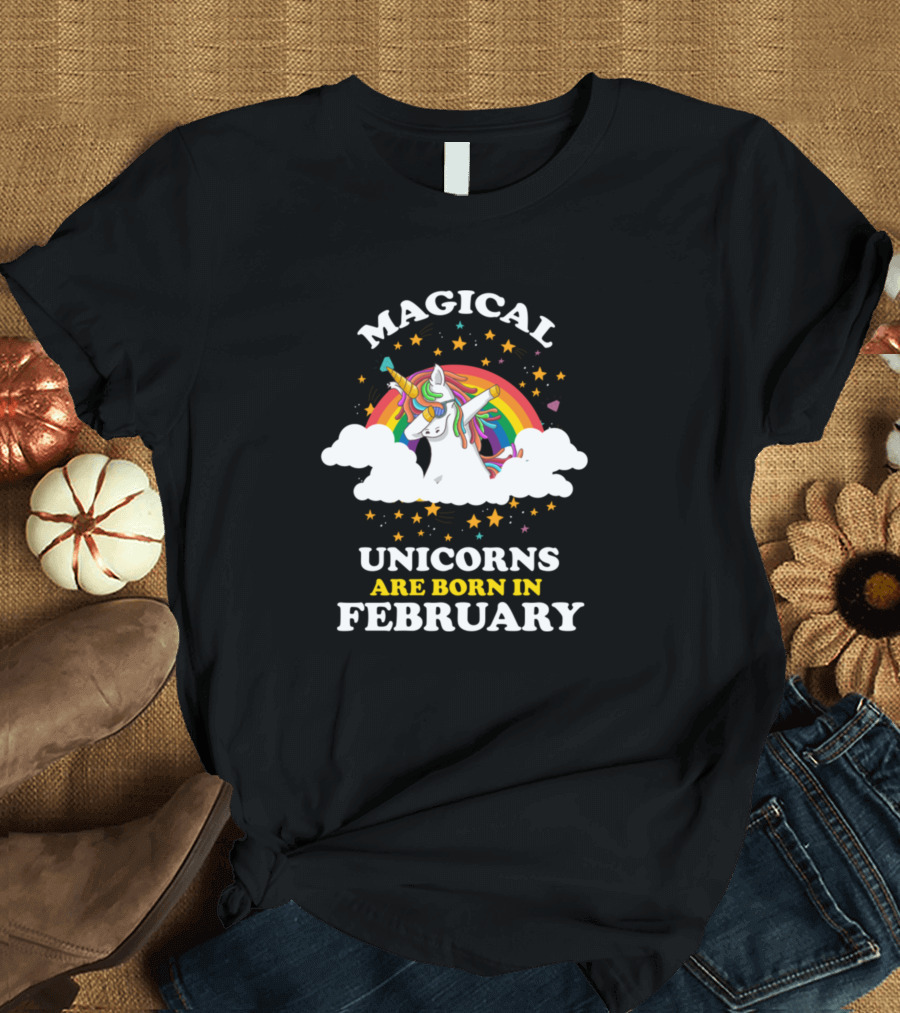 Magical Unicorns February Rainbow and Stars T-Shirt