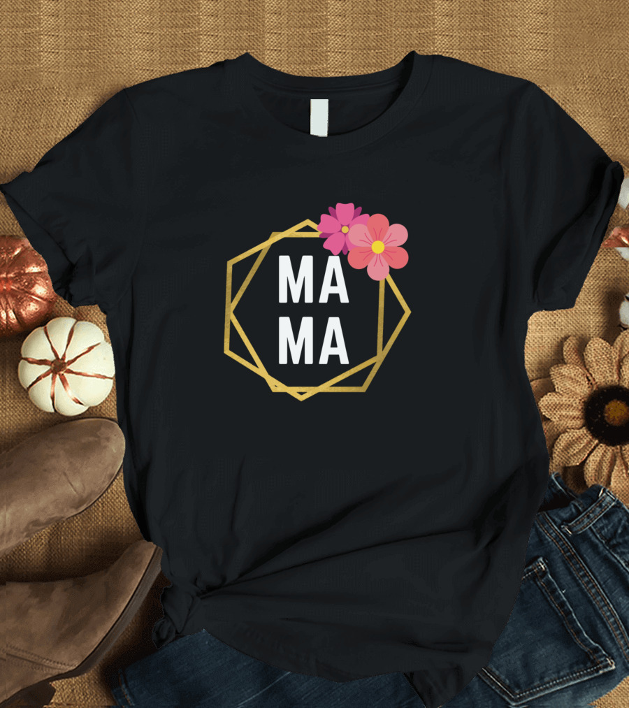 Mama Modern Floral Hexagon Blossoms T-Shirt
