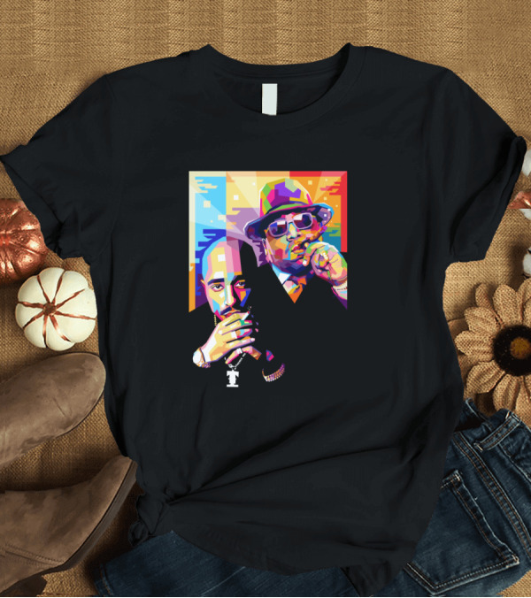 T-Shirt: Rapper Vibrant Duo in Colorful Street T-Shirt Rapper Vibrant Duo in Colorful Street T-Shirt