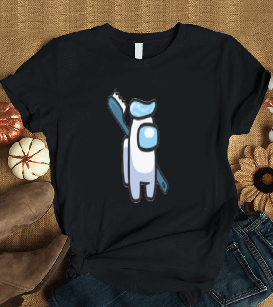 Toothpaste Crewmate in Among Us Style with Brush Accessory T-Shirt