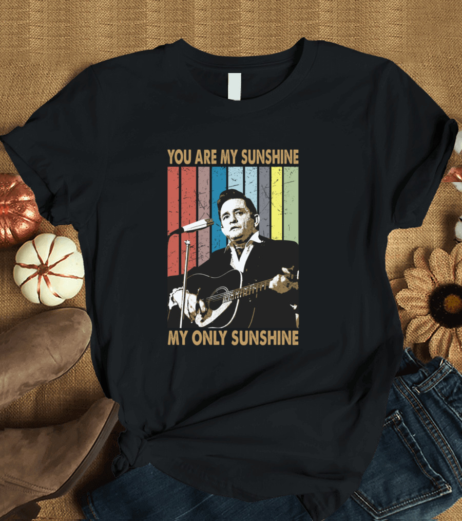 You Are My Sunshine My Only Sunshine Johnny Guitar Retro Stripes T-Shirt
