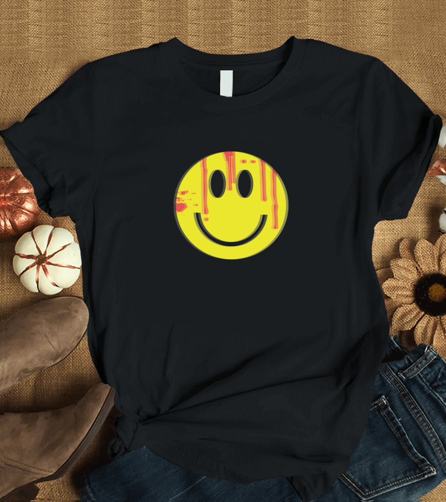 Creepy Smiley Face with Blood Splatter T-Shirt