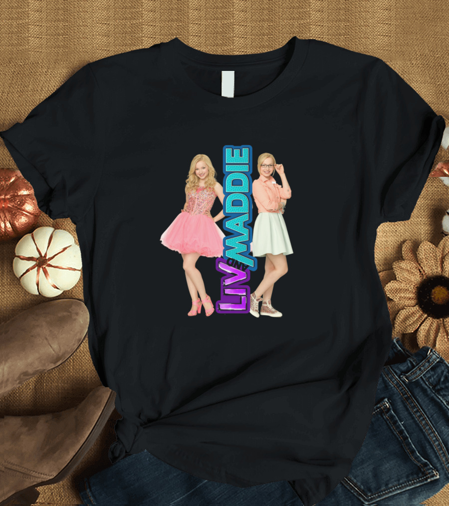 Liv and Maddie Logo with Characters in Stylish Outfits T-Shirt