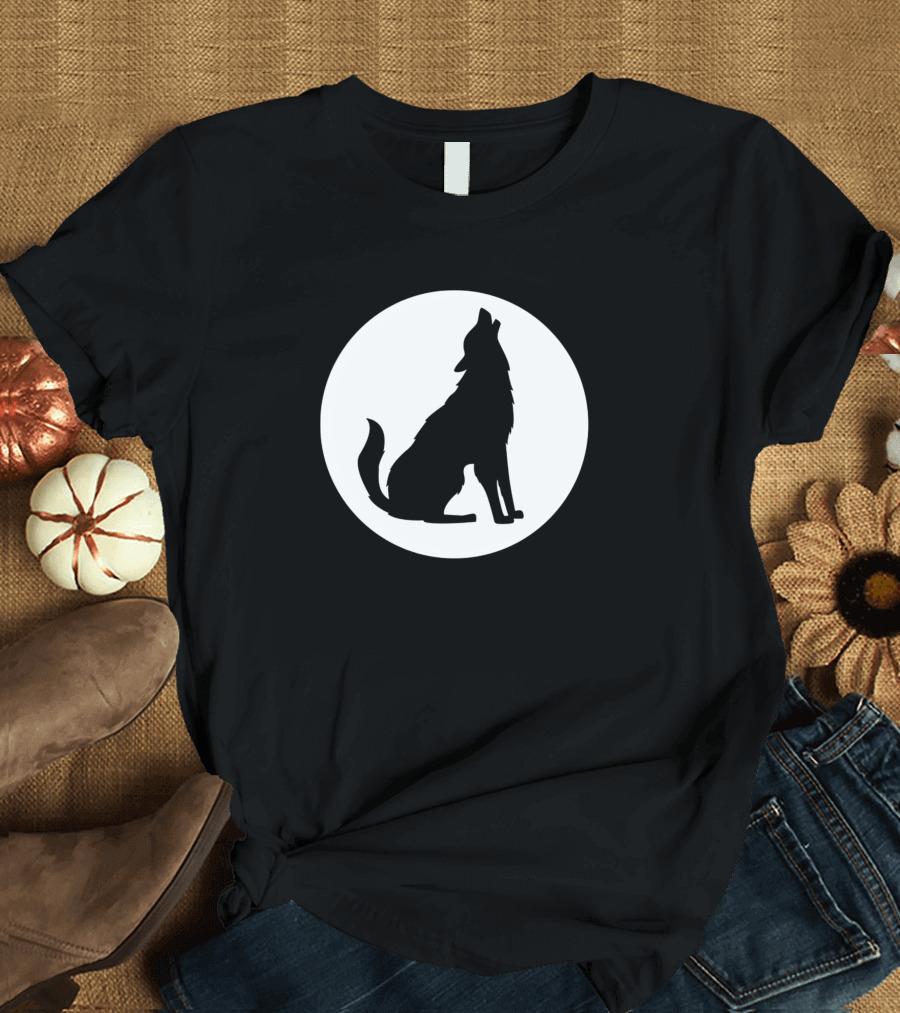 Black White Wolf Moon T-Shirt