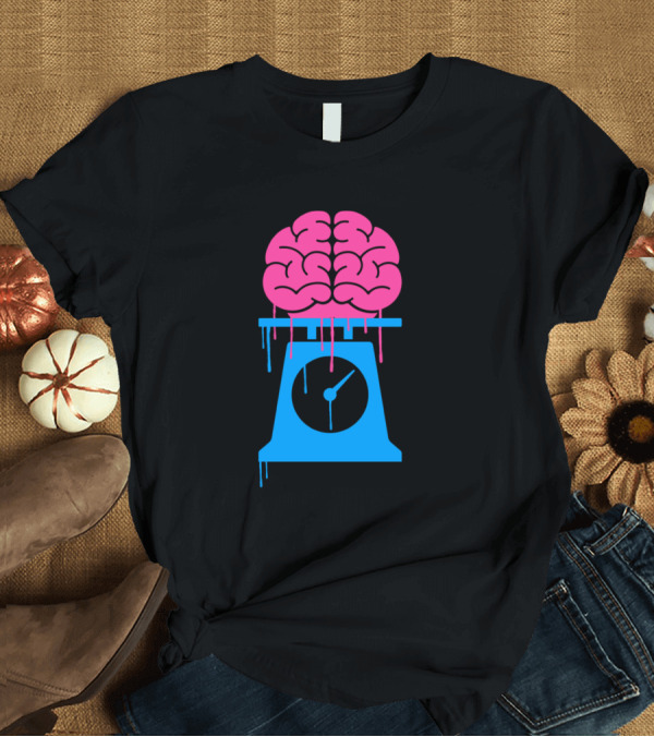 T-Shirt: Brain Weight Scale Dripping Pink and Blue T-Shirt Brain Weight Scale Dripping Pink and Blue T-Shirt