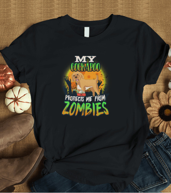 T-Shirt: My Cockapoo Protects Me From Zombies Dog Humor T-Shirt My Cockapoo Protects Me From Zombies Dog Humor T-Shirt