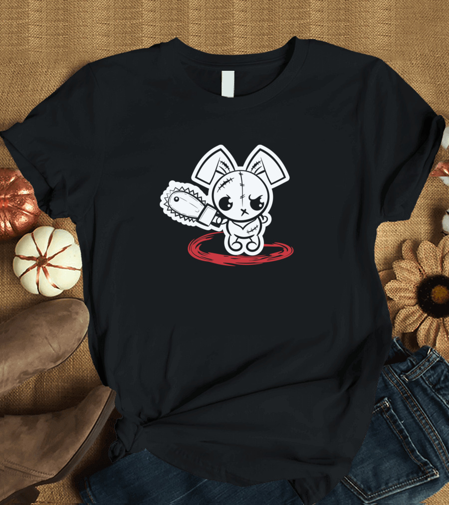 Grumpy Voodoo Bunny Chainsaw Circle T-Shirt