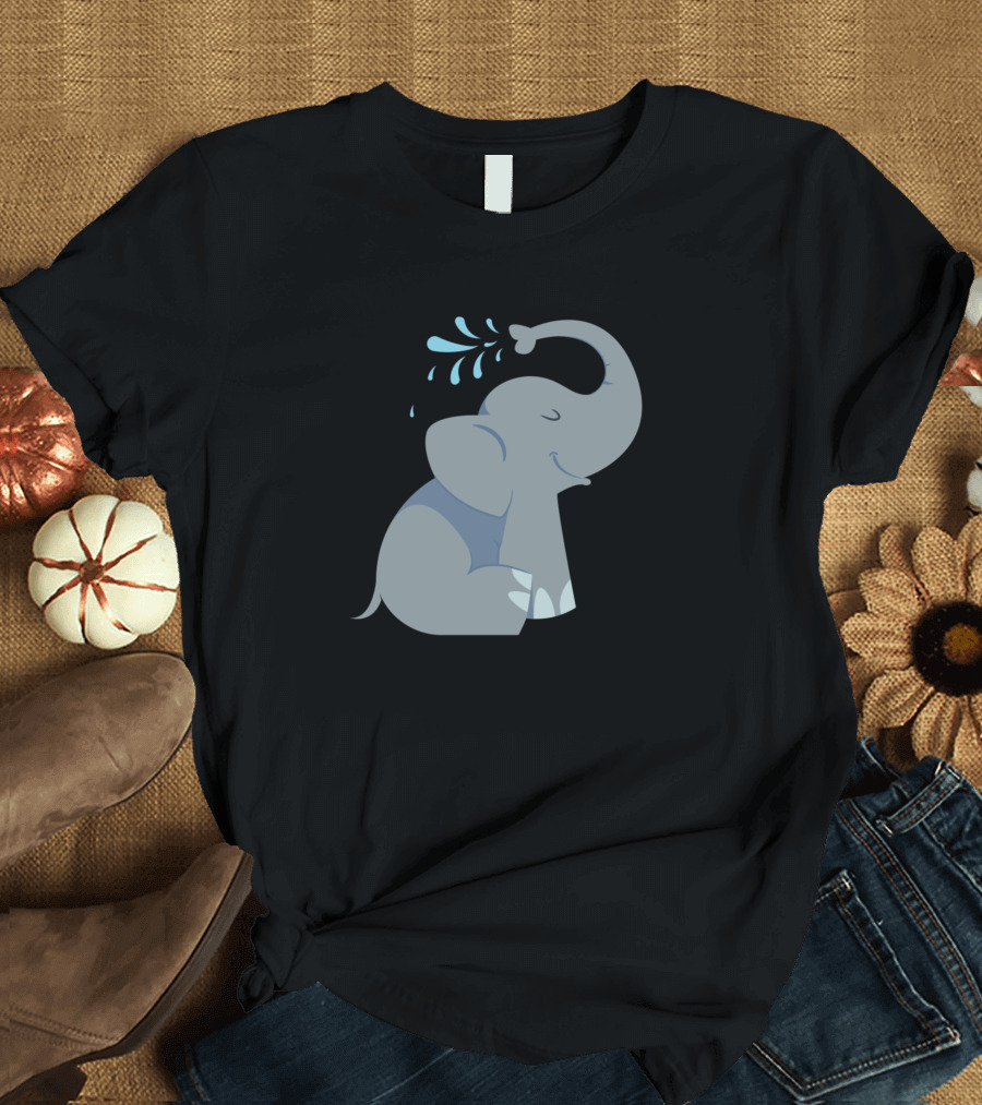 Happy Elephant Playfully Spraying Water T-Shirt