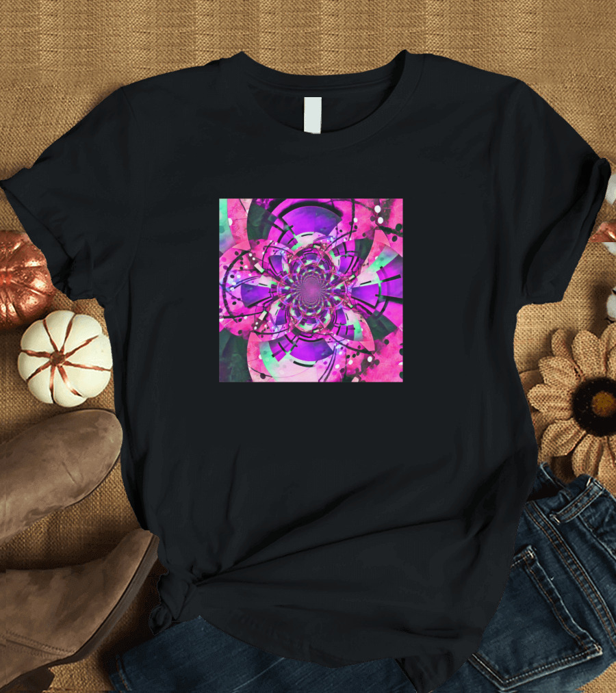 Optical Illusion Psychedelic Pink and Purple Burst T-Shirt