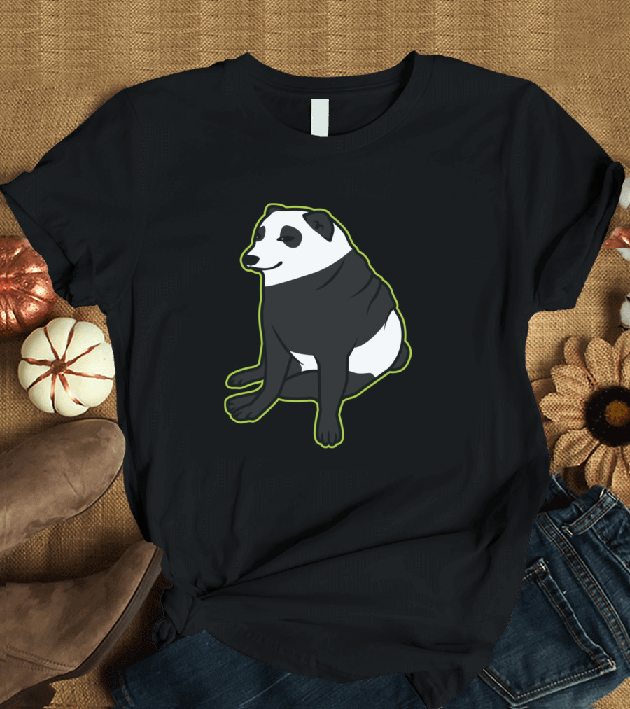 Panda Cheems Meme Dog Black and White Animal Hybrid T-Shirt