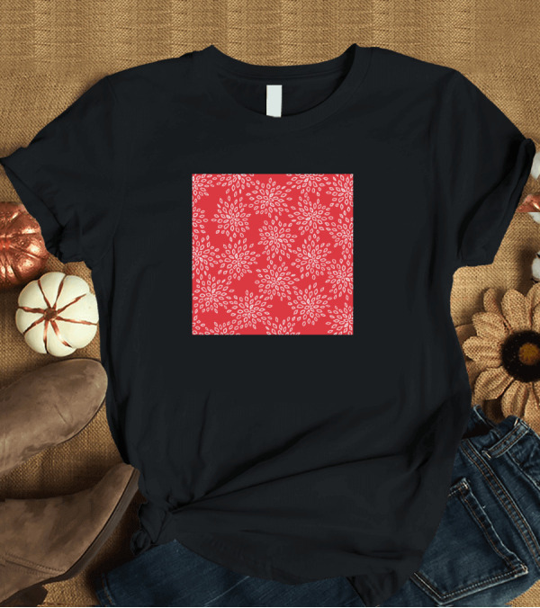 T-Shirt: Dandelion Seeds Pattern Red Neck Gaiter T-Shirt Dandelion Seeds Pattern Red Neck Gaiter T-Shirt