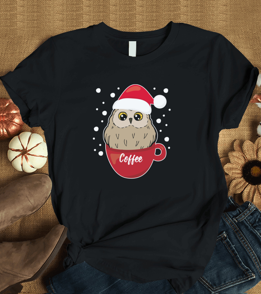 Owl Coffee Lover Eagle Owl Christmas Cup T-Shirt