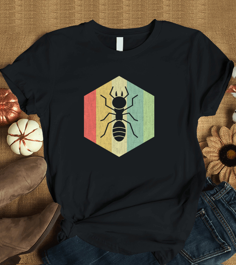Vintage Myrmecology Ant Collector Retro Stripes T-Shirt