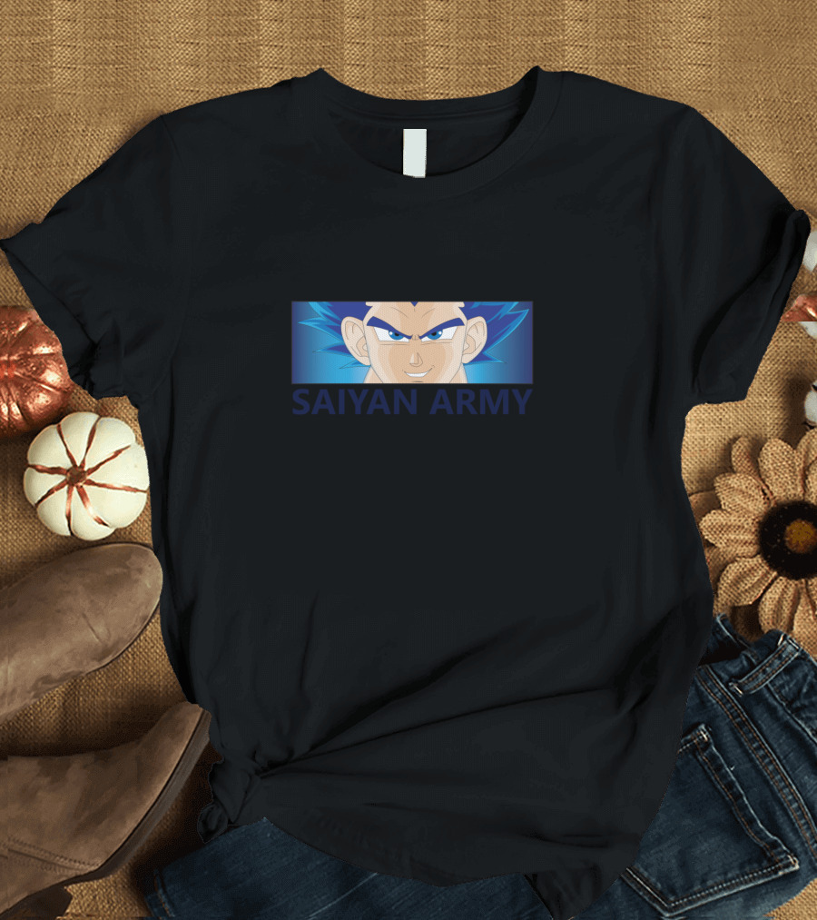 Saiyan Army Blue-Haired Vegeta Face Close-Up T-Shirt