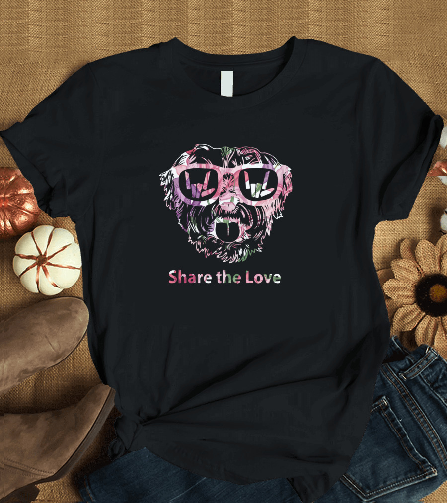 Share the Love Rainbow Sunglasses Dog T-Shirt