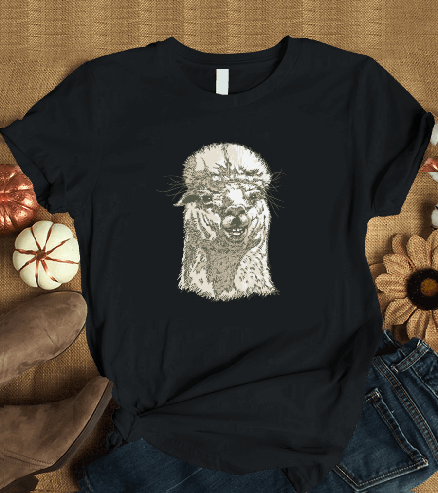 Alpaca Face Detailed T-Shirt