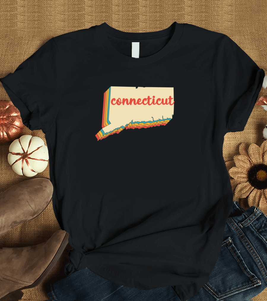 Connecticut Outline Vintage Retro Style Home State T-Shirt