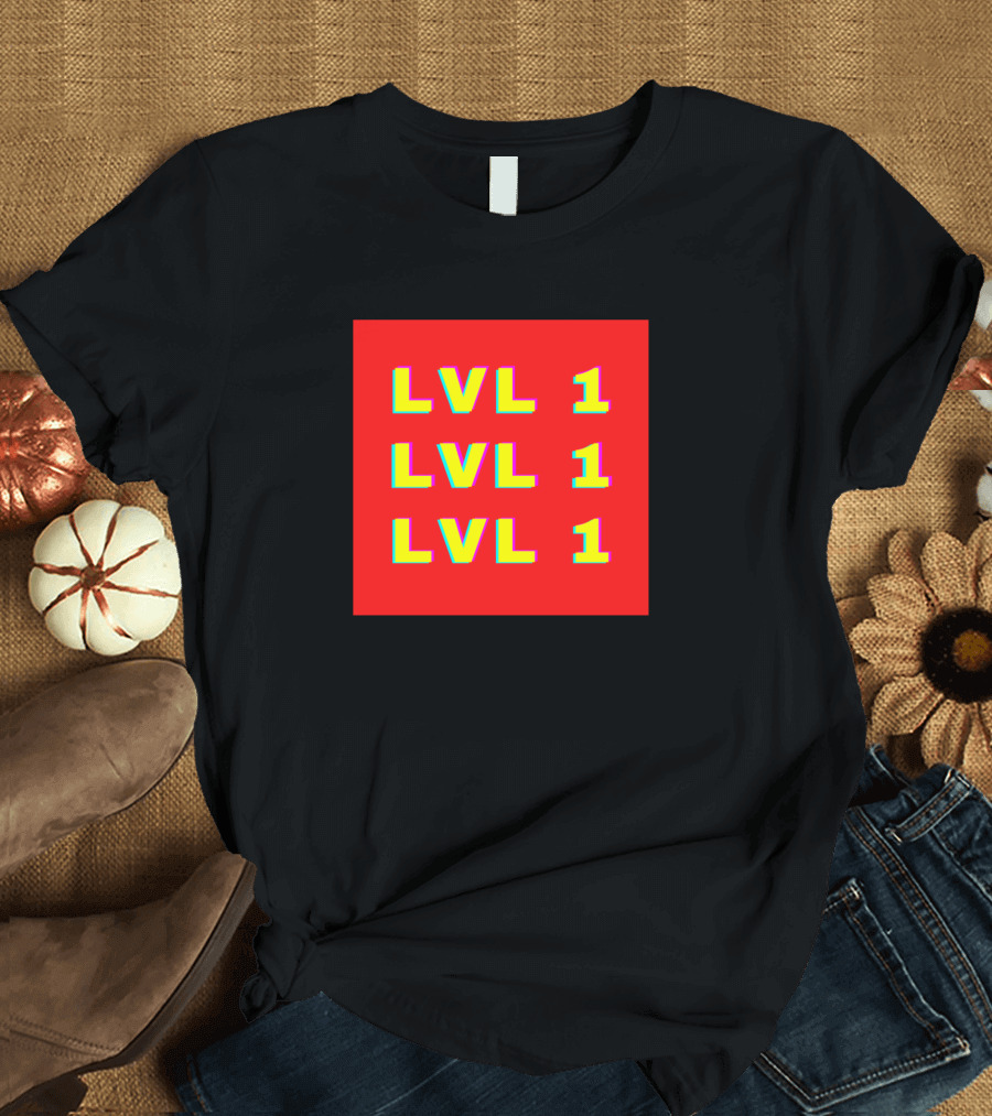LVL 1 8-Bit Style Retro Gaming Text T-Shirt