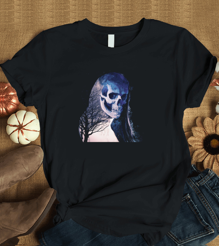 Snow Skull Winter Night Tree Ghostly Visage T-Shirt