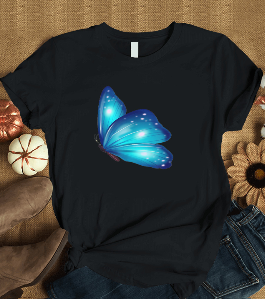 Blue Butterfly Elegant Radiance T-Shirt