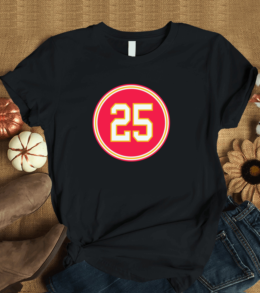 Clyde Edwards 25 Kansas City Football Red Circle Number T-Shirt