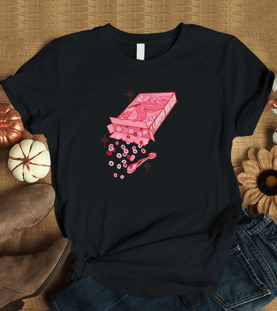 Flamingo Bird Cereal with Spoon and Loops T-Shirt