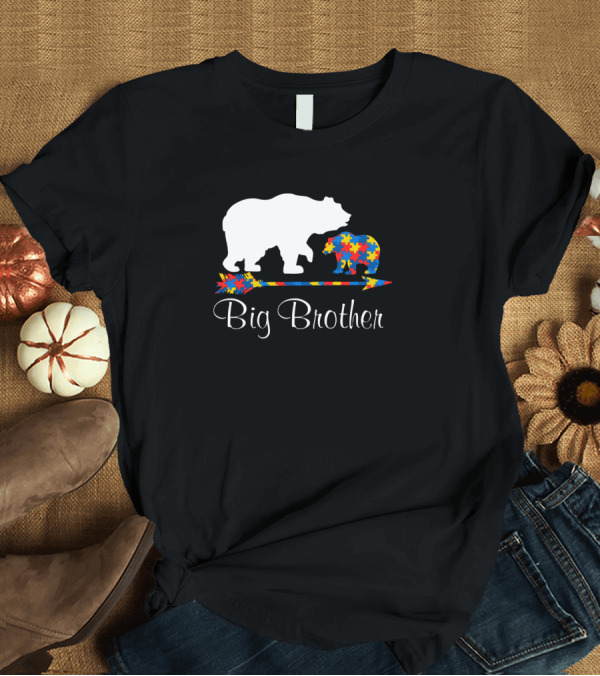 T-Shirt: Big Brother Autism Awareness Bear Puzzle T-Shirt Big Brother Autism Awareness Bear Puzzle T-Shirt