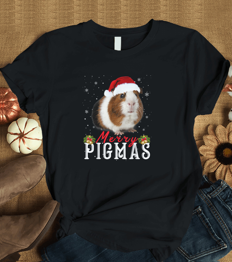 Merry Pigmas Funny Guinea Pig Christmas Face Mask T-Shirt