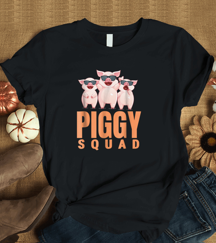 Piggy Squad Funny Pig Trio in Sunglasses T-Shirt